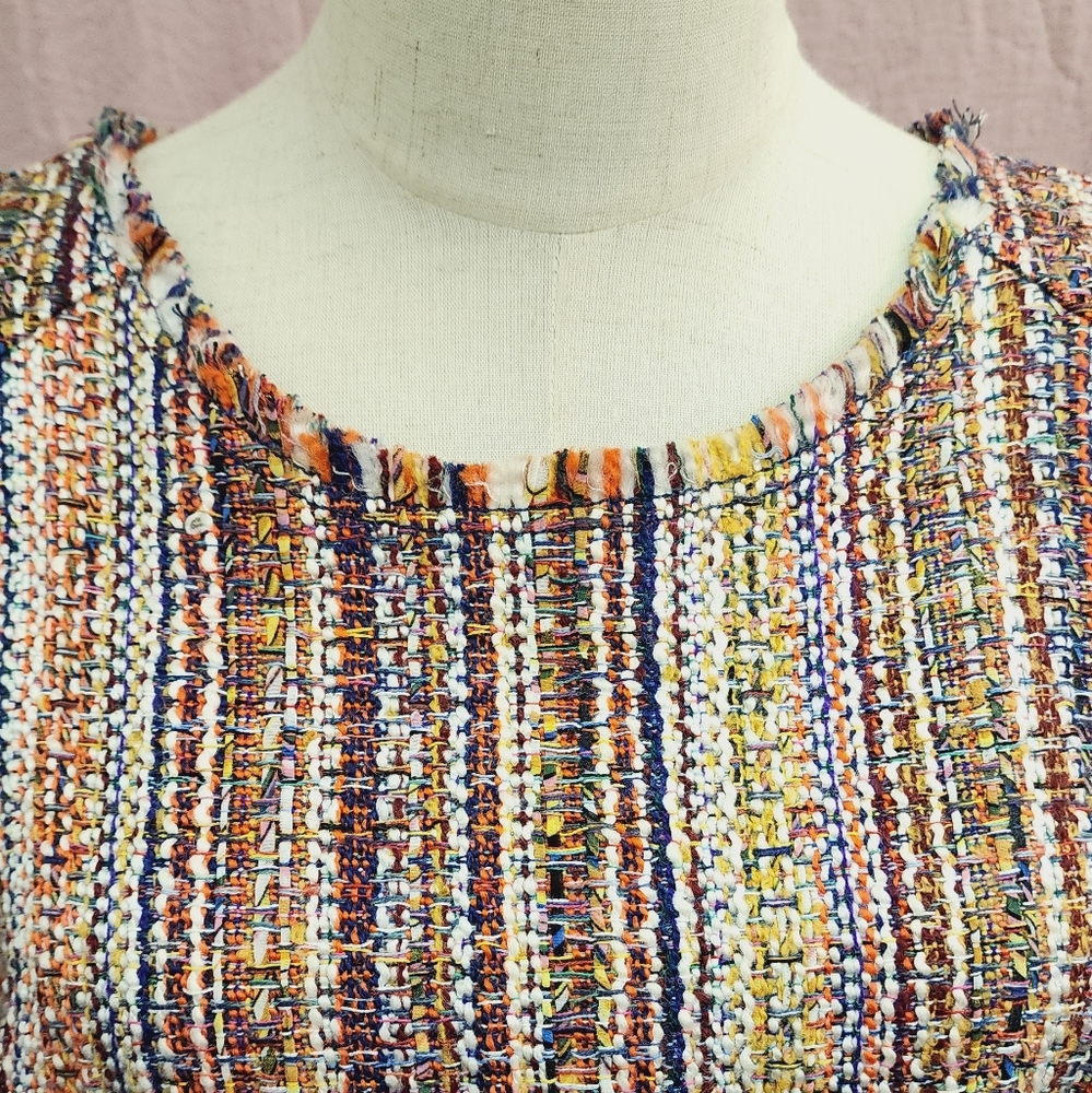 Anthro Maeve Women's Textured Tweed Raw Hem Tank-(Size:14) - Picture 4 of 10